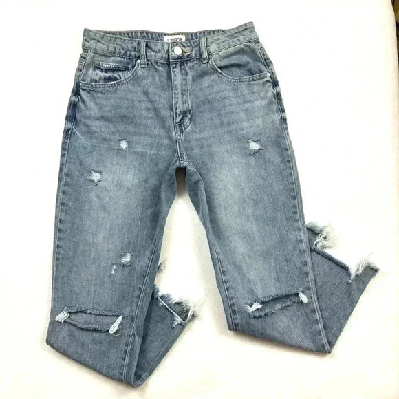 Insane Gene High Waist “Mom” Distress Cutout Hem Tapered Ankle Jeans Size 5/26 - Picture 1 of 15